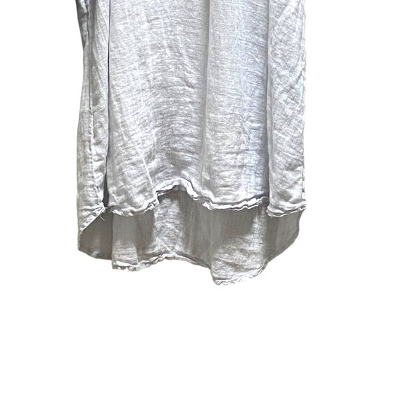 Soft Surroundings 100% Linen Crochet Sleeve Blouse Light Blue Size L Coastal - Picture 6 of 12